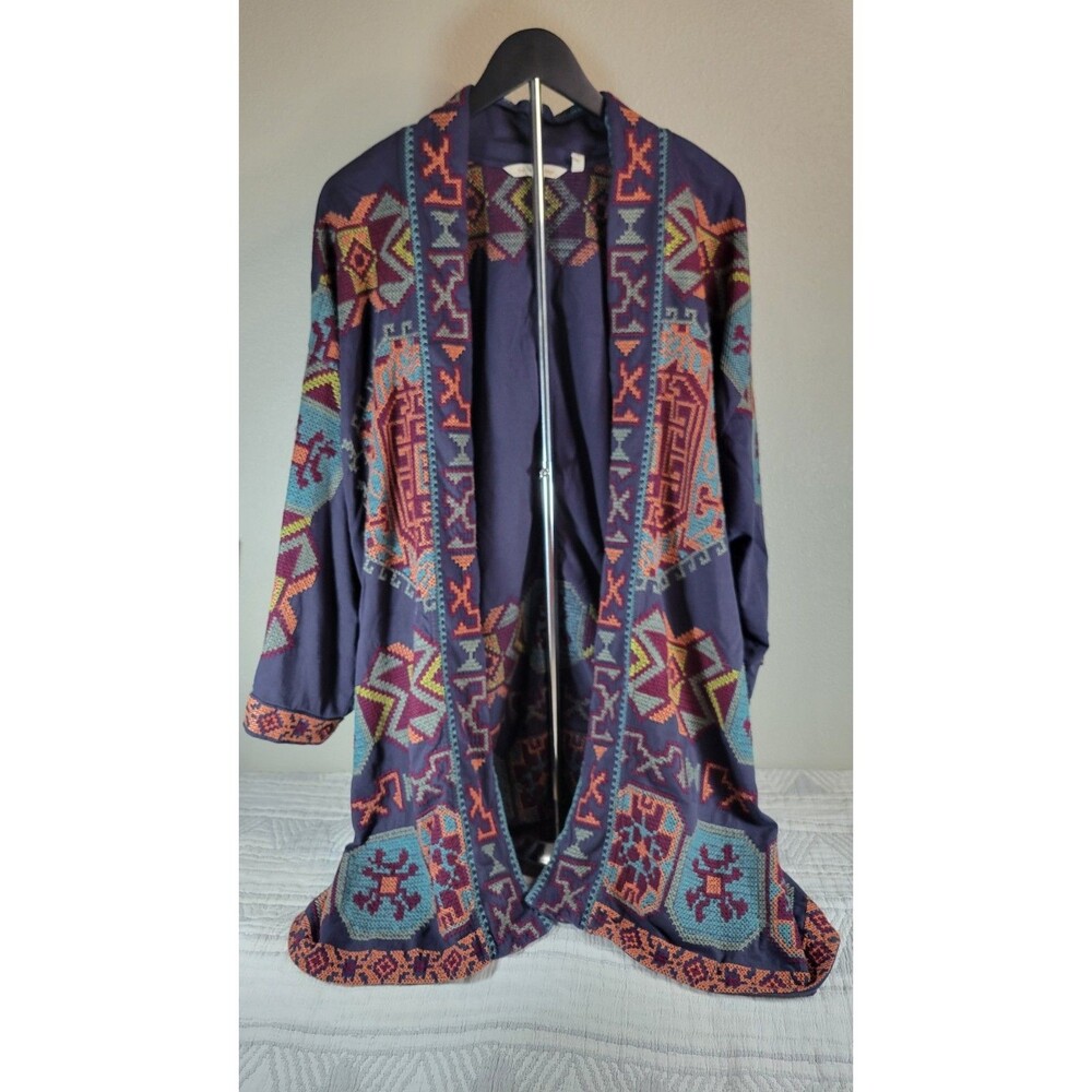 Soft Surroundings Embroidered Kimono Jacket‎ ONE SIZE Boho Southwestern Artisan